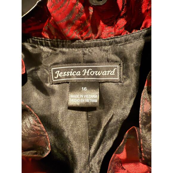 Jessica Howard Black & Red Jacquard Cocktail Dress – Size 16 – - Picture 4 of 10